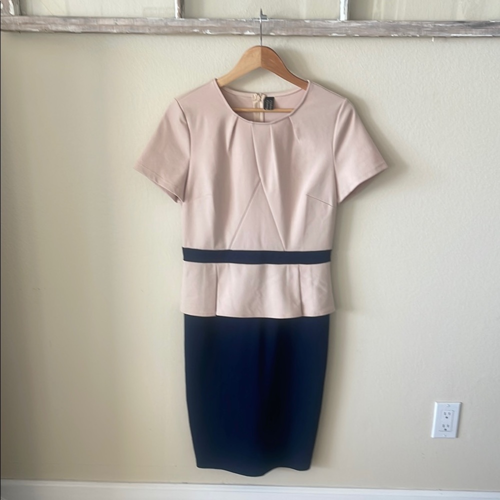 Elegant Two-Tone Peplum Dress